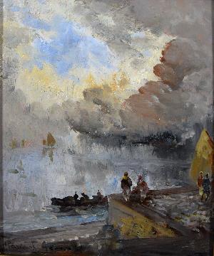 Temporale nel porto di Genova - 1888