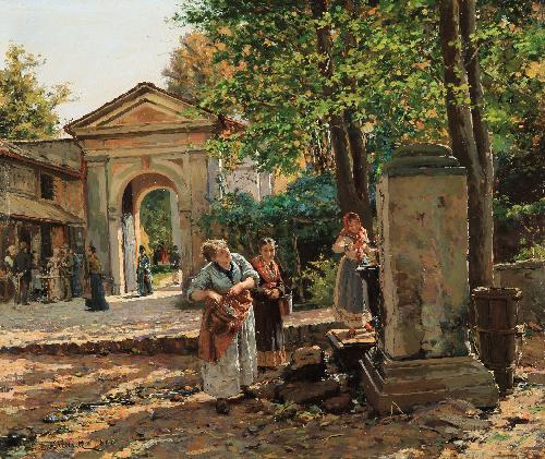 Donne alla fonte a Varallo - 1890